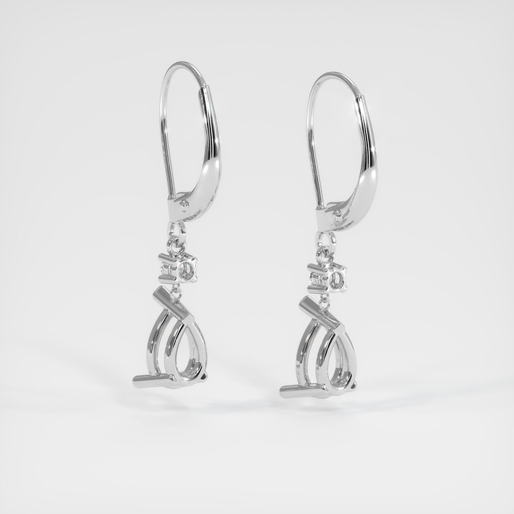 14K White Gold Accent Stones Earring Setting