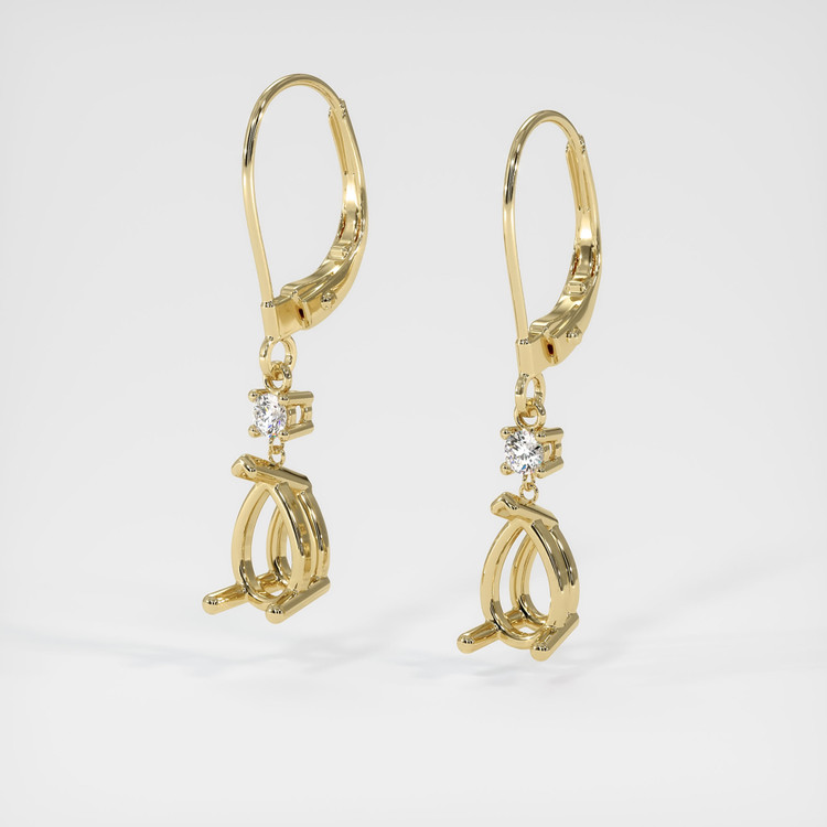 14K Yellow Gold Accent Stones Earring Setting