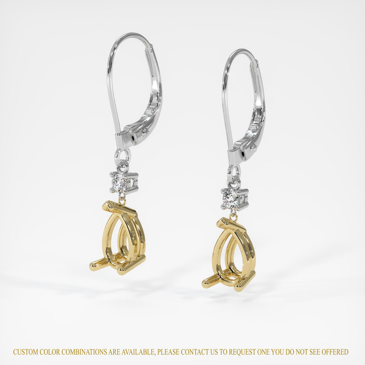 14K Yellow & White Accent Stones Earring Setting