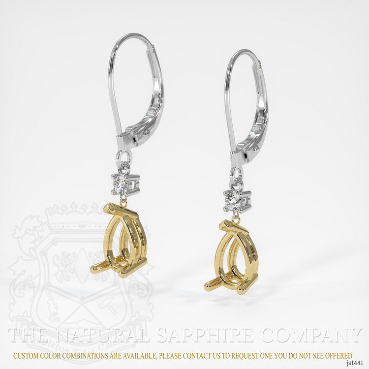 14K Yellow & White Accent Stones Earring Setting