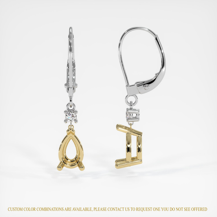 14K Yellow & White Accent Stones Earring Setting