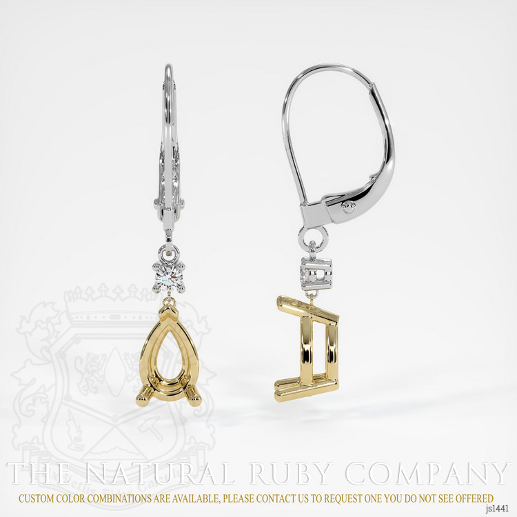 14K Yellow & White Accent Stones Earring Setting