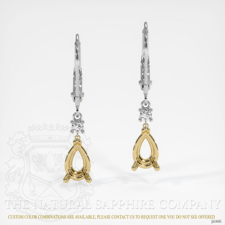 14K Yellow & White Accent Stones Earring Setting