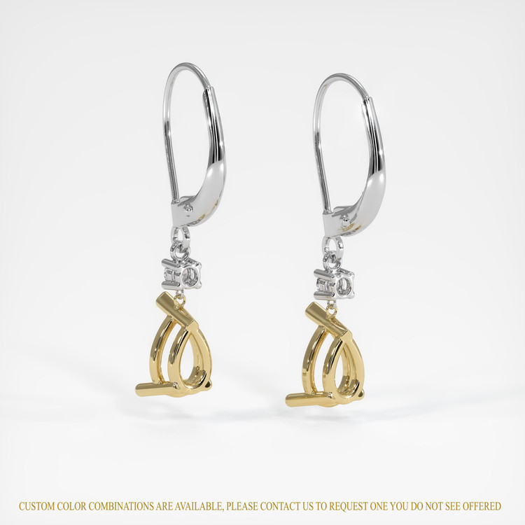 14K Yellow & White Accent Stones Earring Setting