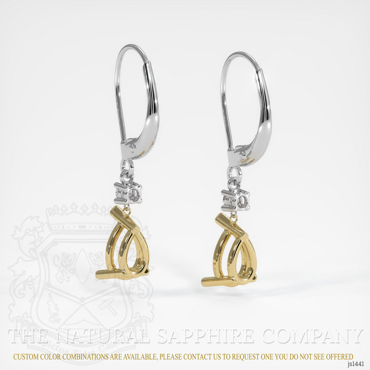 14K Yellow & White Accent Stones Earring Setting