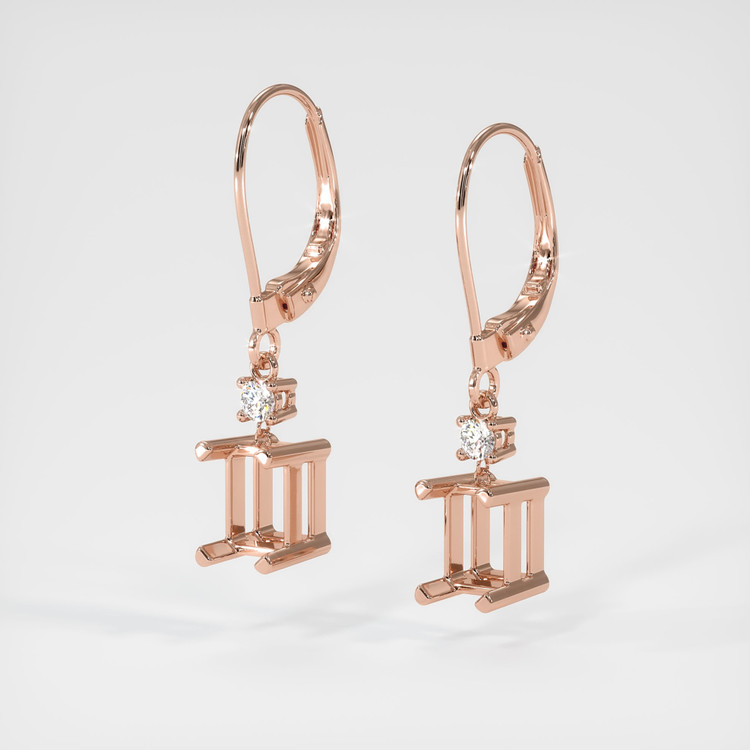 14K Rose Gold Accent Stones Earring Setting