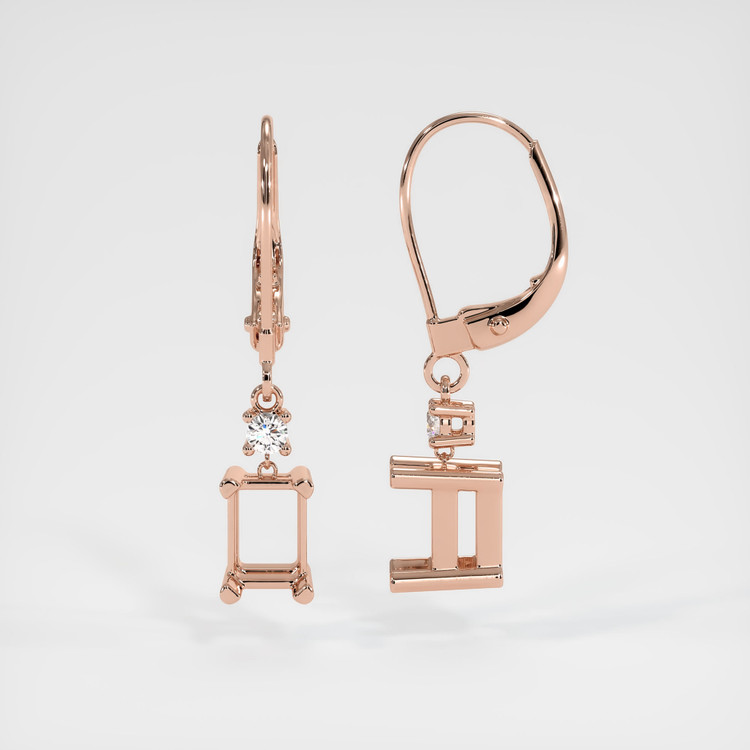 14K Rose Gold Accent Stones Earring Setting