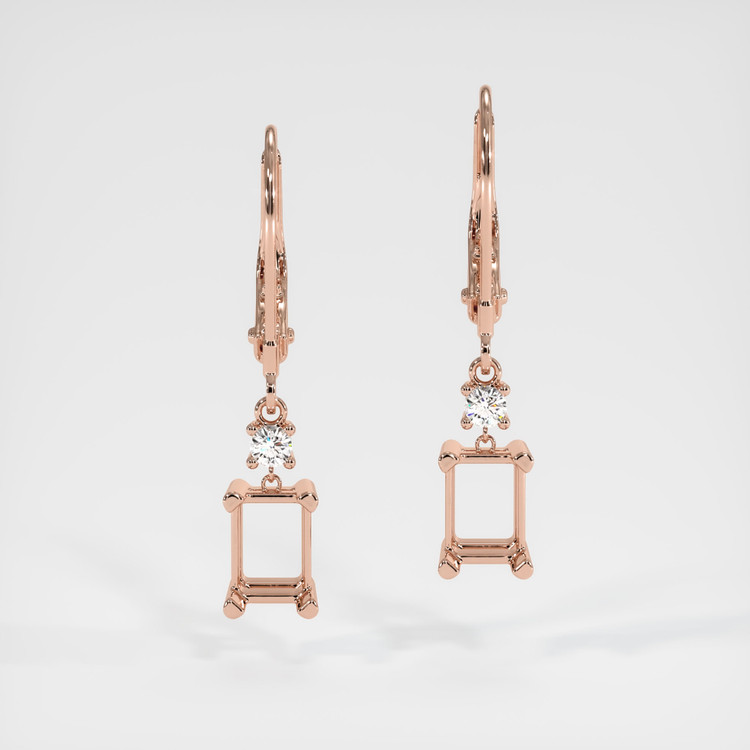 14K Rose Gold Accent Stones Earring Setting