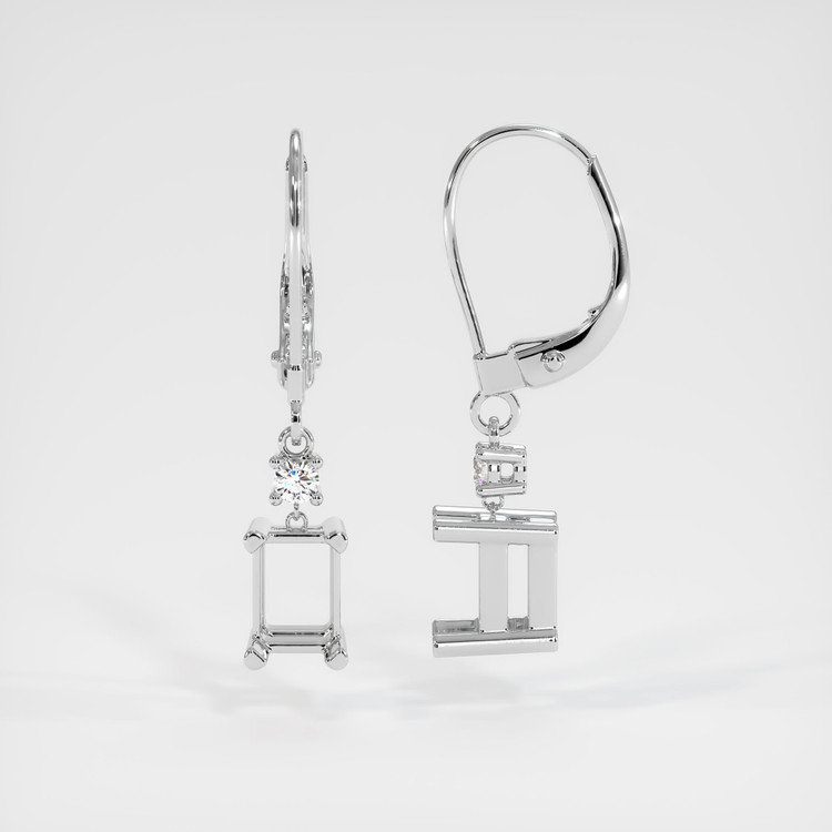 14K White Gold Accent Stones Earring Setting