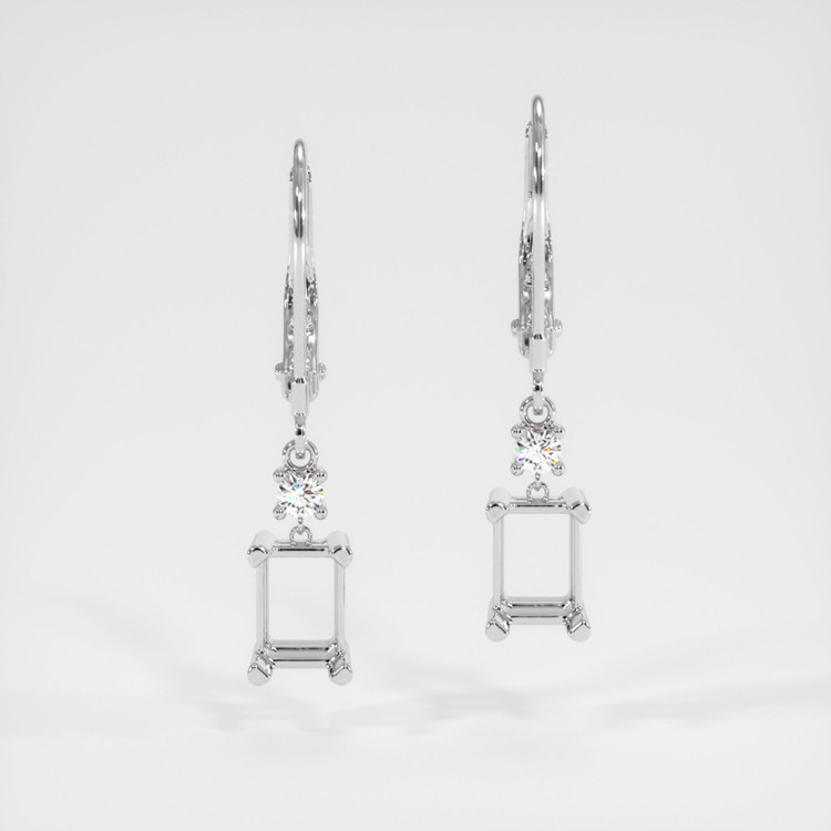 14K White Gold Accent Stones Earring Setting