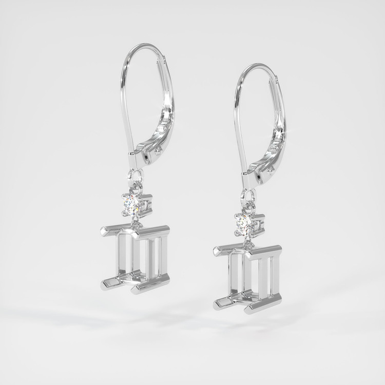 14K White Gold Accent Stones Earring Setting