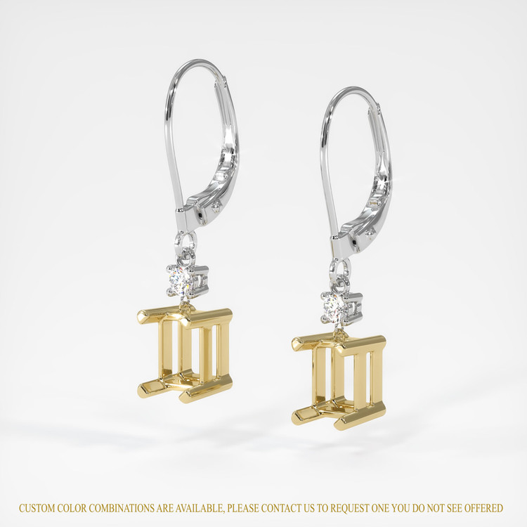 14K Yellow & White Accent Stones Earring Setting