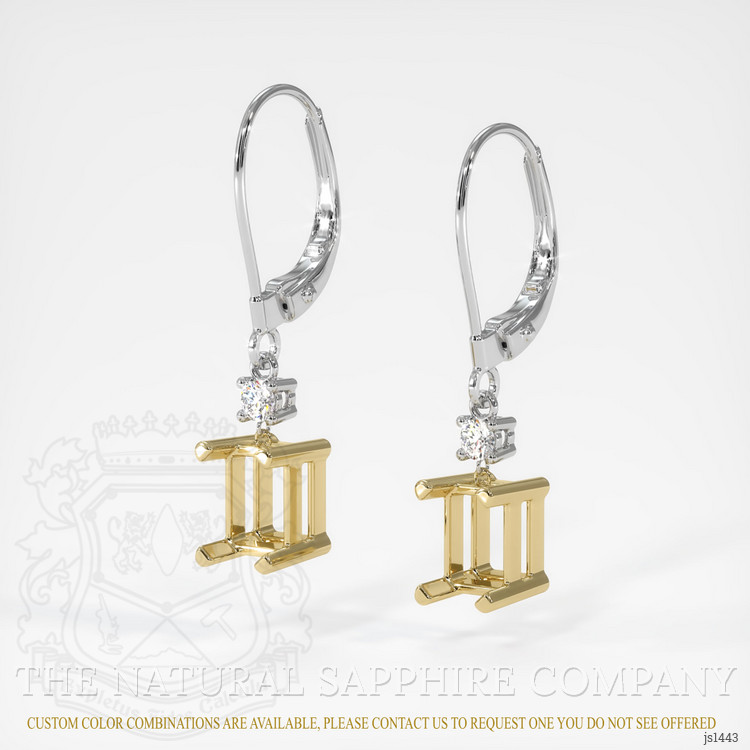 14K Yellow & White Accent Stones Earring Setting