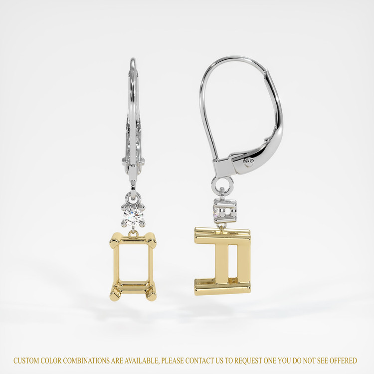 14K Yellow & White Accent Stones Earring Setting