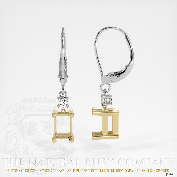 14K Yellow & White Accent Stones Earring Setting