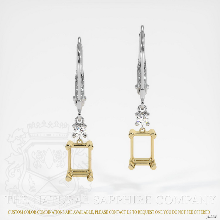 14K Yellow & White Accent Stones Earring Setting