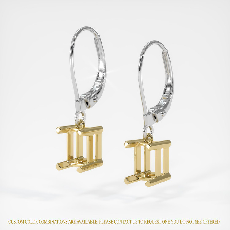 14K Yellow & White Drops Earring Setting