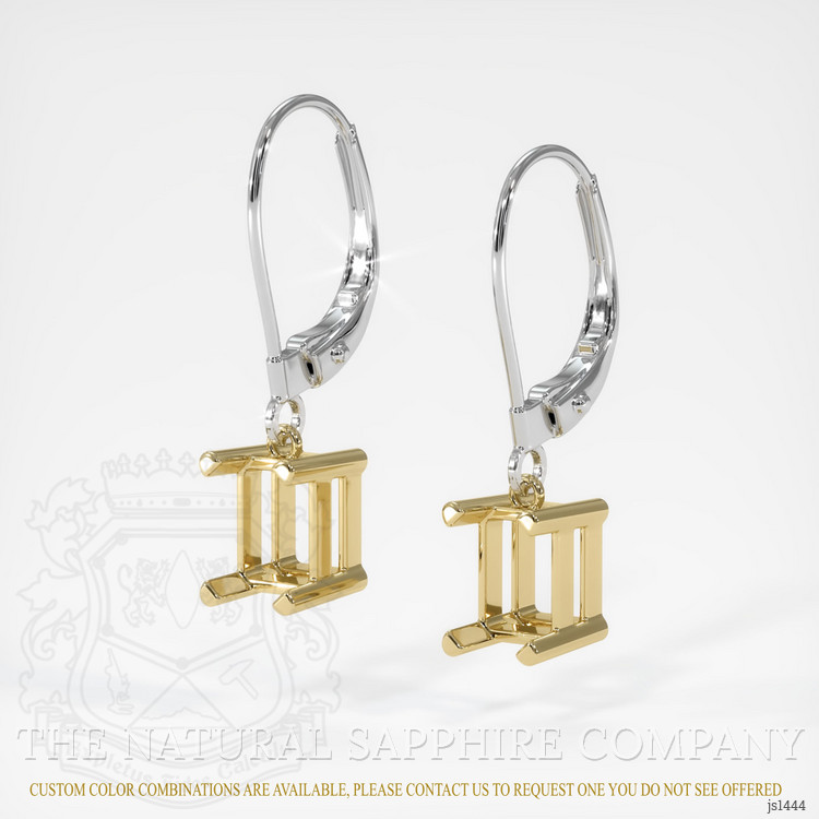 14K Yellow & White Drops Earring Setting