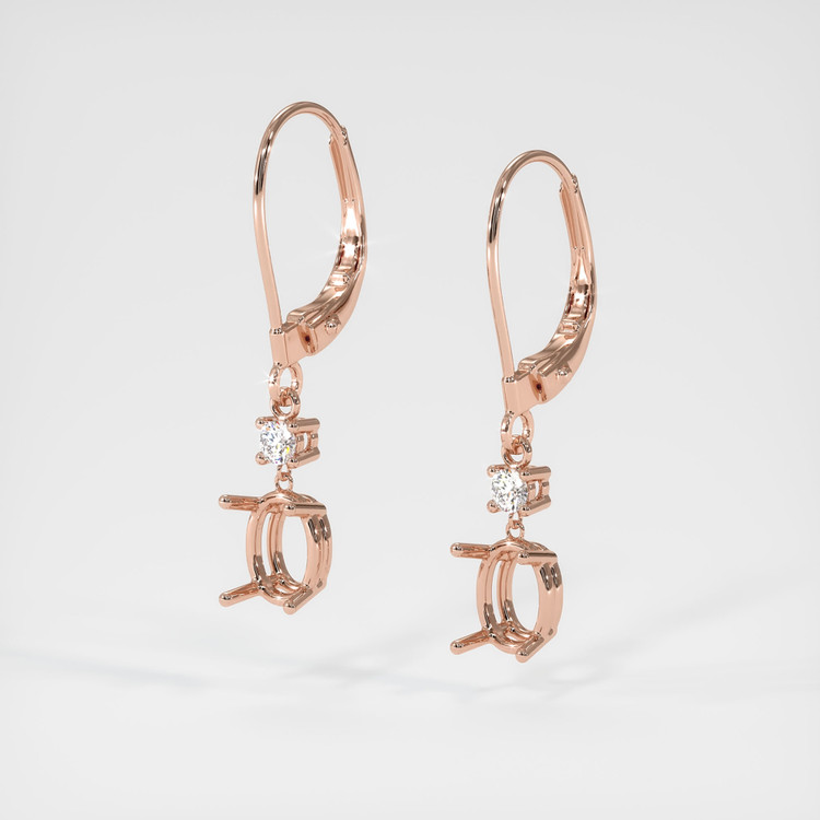 14K Rose Gold Accent Stones Earring Setting