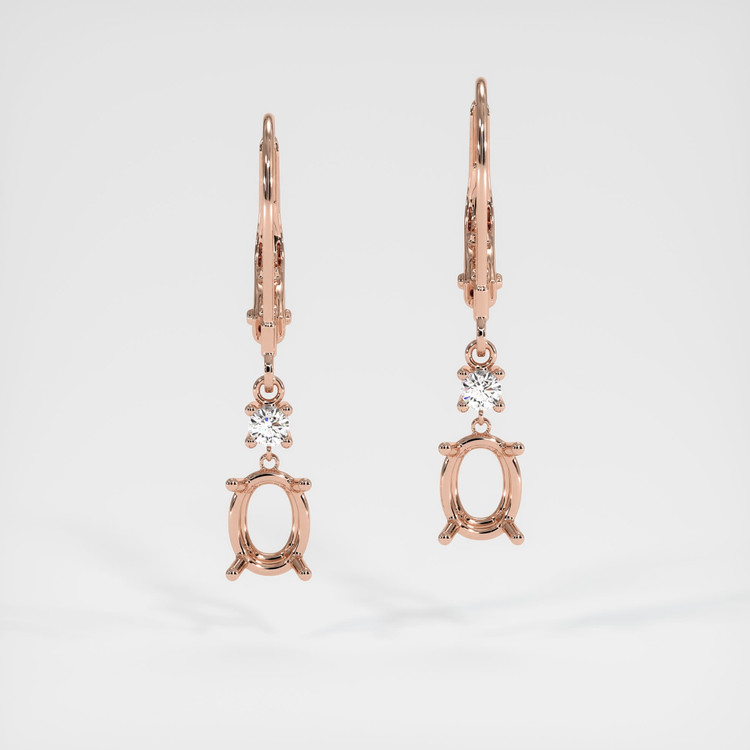 14K Rose Gold Accent Stones Earring Setting