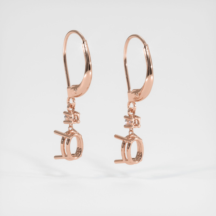 14K Rose Gold Accent Stones Earring Setting