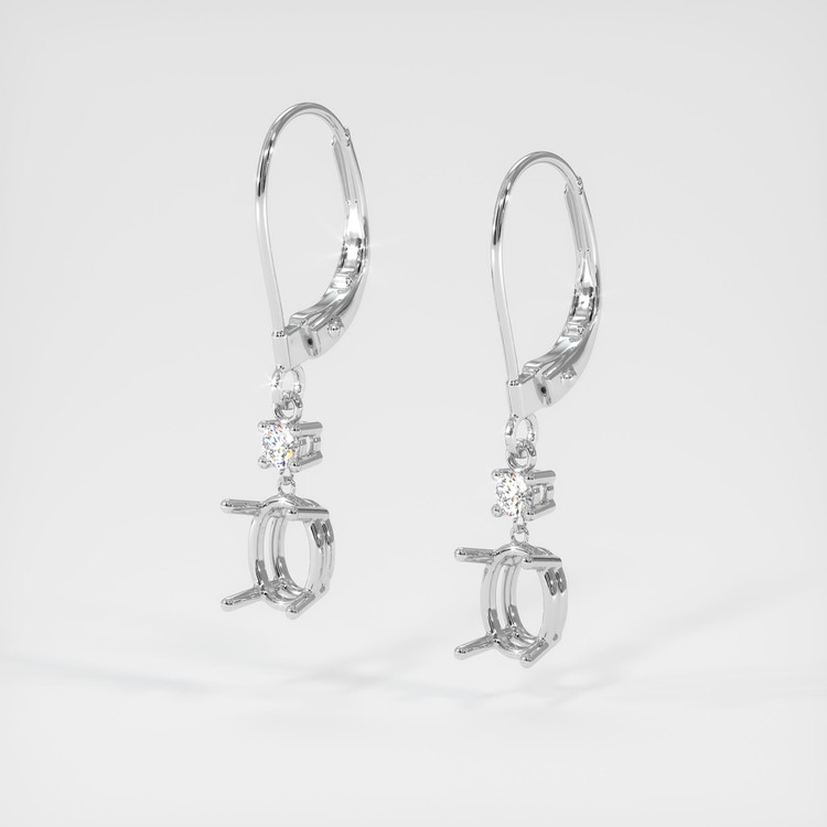 14K White Gold Accent Stones Earring Setting