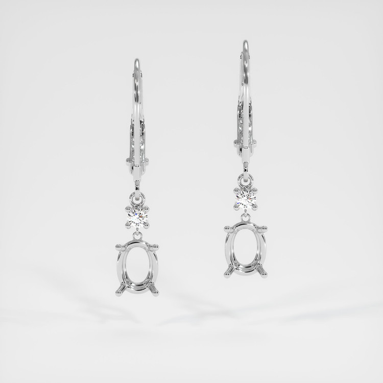 14K White Gold Accent Stones Earring Setting