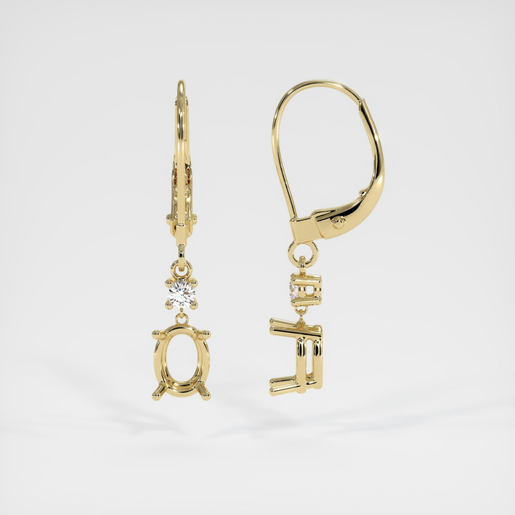 14K Yellow Gold Accent Stones Earring Setting