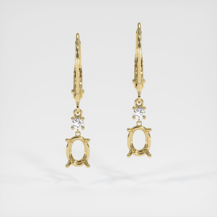 14K Yellow Gold Accent Stones Earring Setting