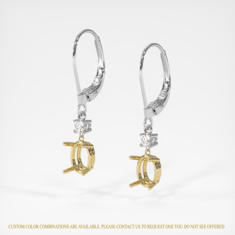 14K Yellow & White Accent Stones Earring Setting