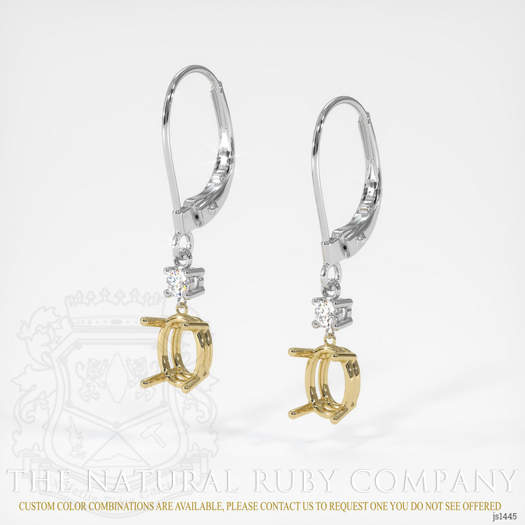 14K Yellow & White Accent Stones Earring Setting