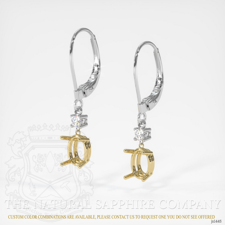 14K Yellow & White Accent Stones Earring Setting