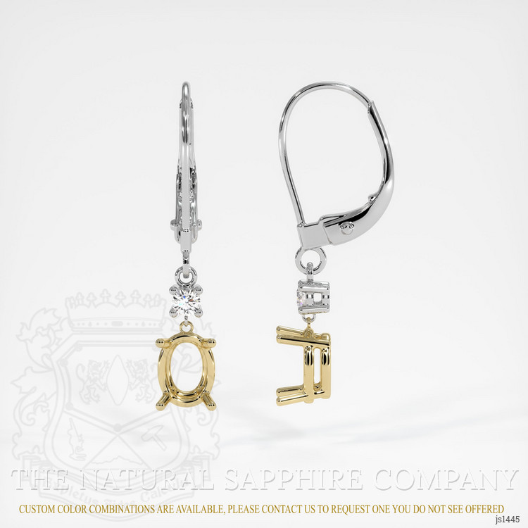 14K Yellow & White Accent Stones Earring Setting