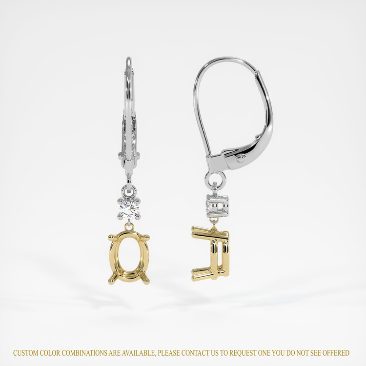 14K Yellow & White Accent Stones Earring Setting