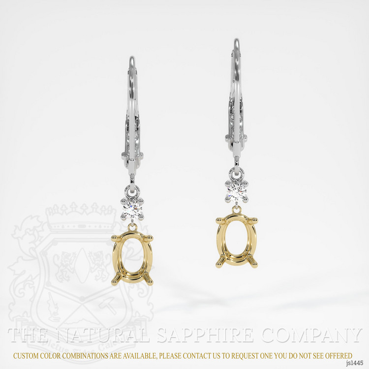 14K Yellow & White Accent Stones Earring Setting