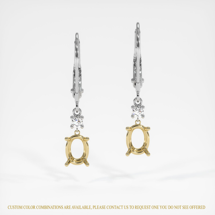 14K Yellow & White Accent Stones Earring Setting