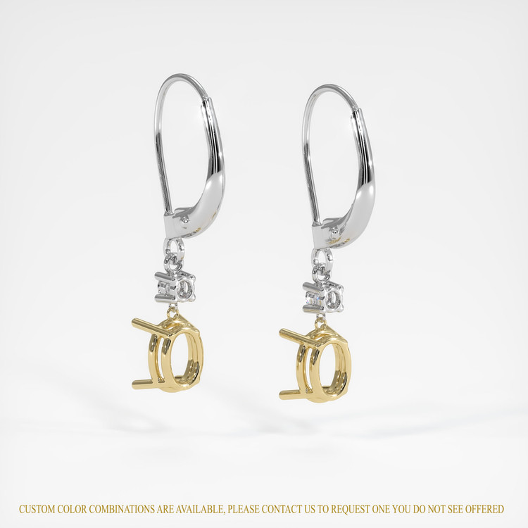 14K Yellow & White Accent Stones Earring Setting