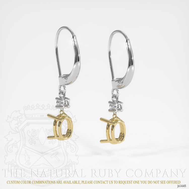 14K Yellow & White Accent Stones Earring Setting