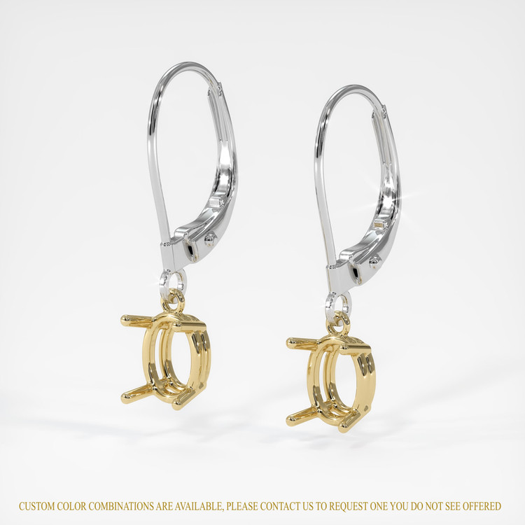 14K Yellow & White Drops Earring Setting