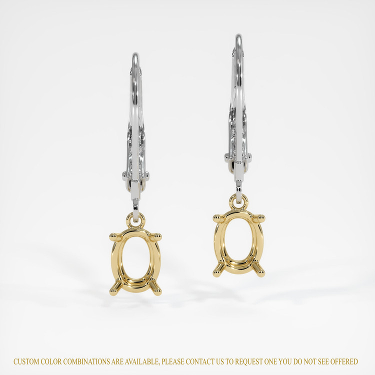 14K Yellow & White Drops Earring Setting