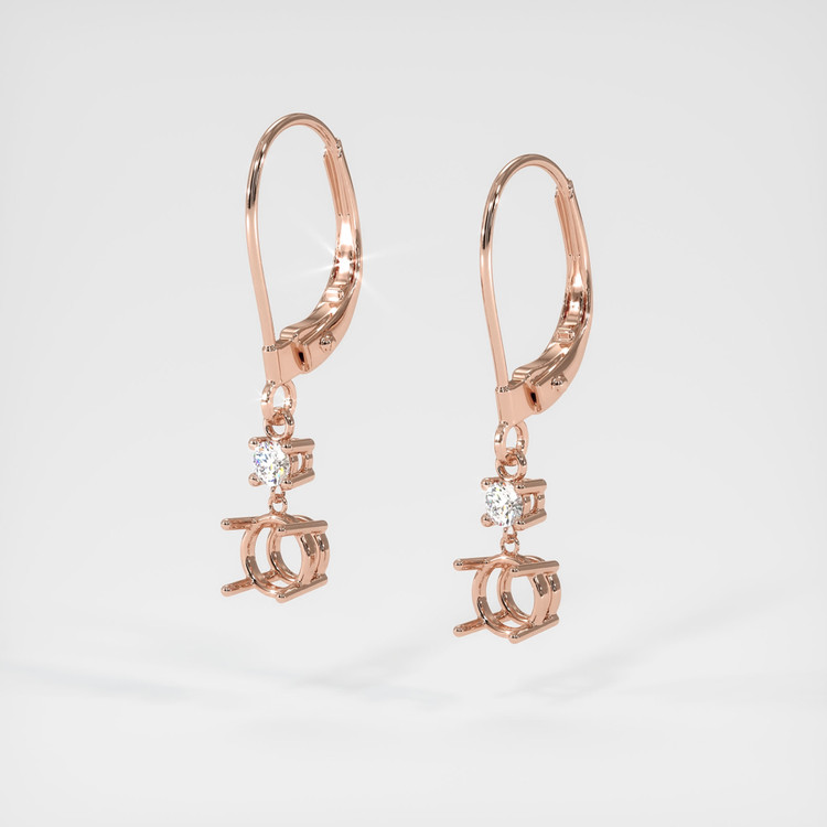 14K Rose Gold Accent Stones Earring Setting