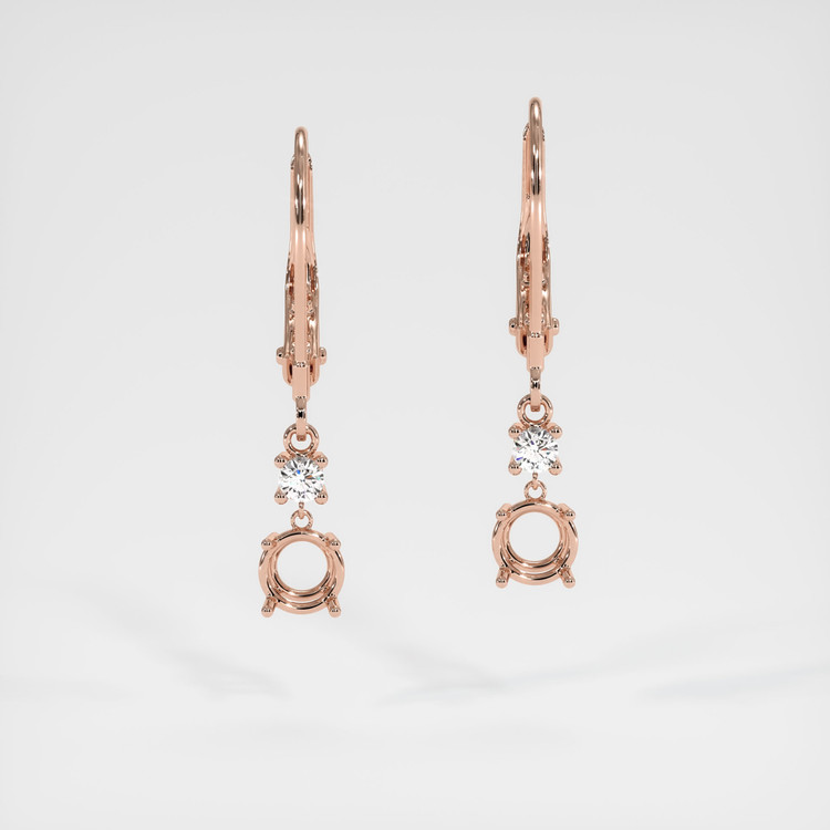 14K Rose Gold Accent Stones Earring Setting