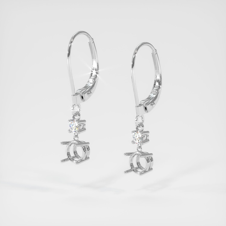 14K White Gold Accent Stones Earring Setting