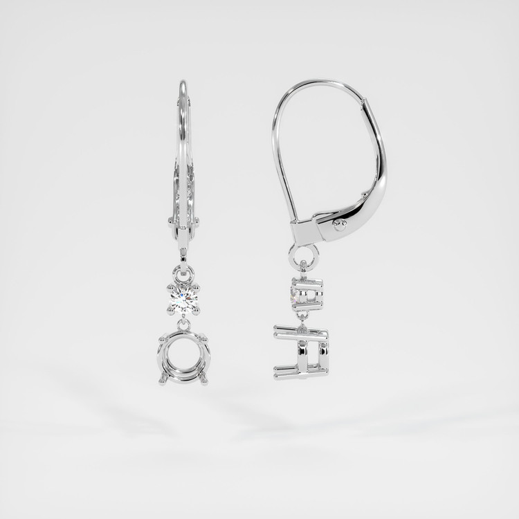 14K White Gold Accent Stones Earring Setting