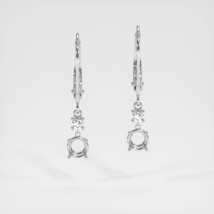 14K White Gold Accent Stones Earring Setting