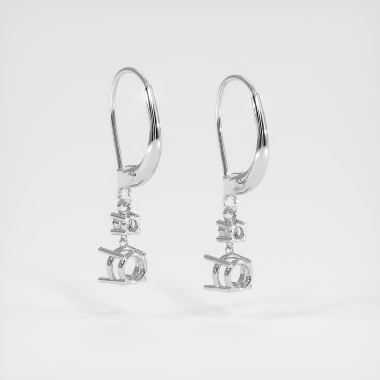 14K White Gold Accent Stones Earring Setting