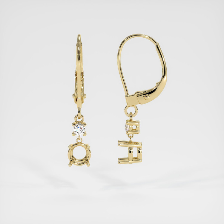 14K Yellow Gold Accent Stones Earring Setting