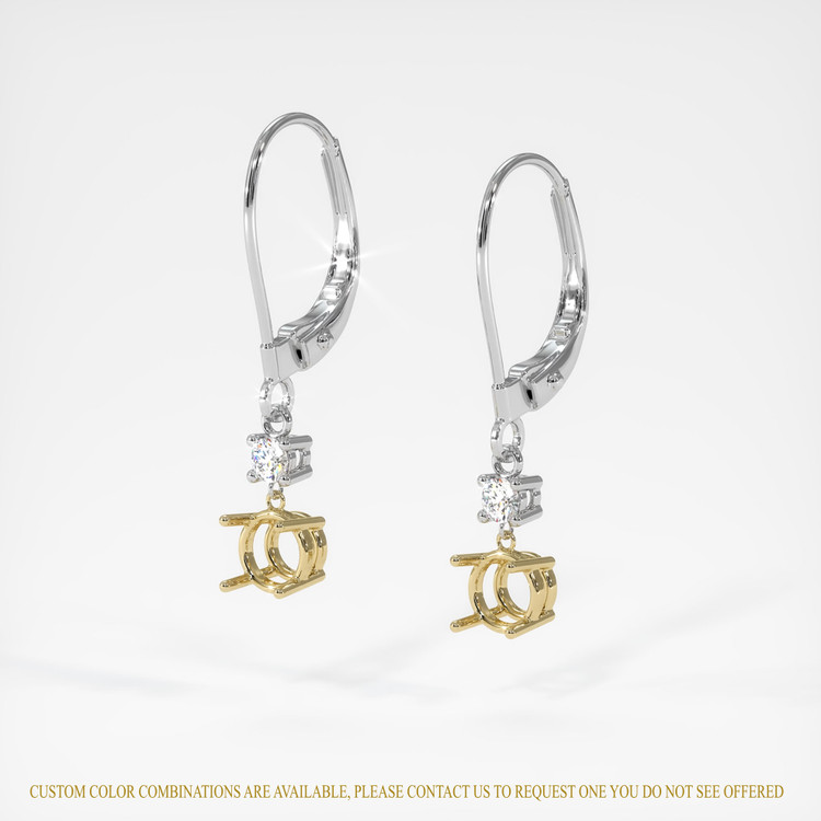 14K Yellow & White Accent Stones Earring Setting