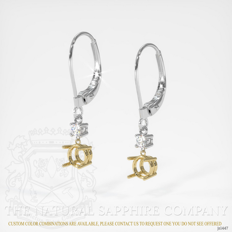 14K Yellow & White Accent Stones Earring Setting