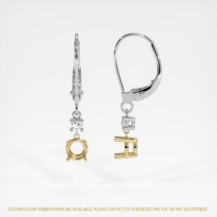 14K Yellow & White Accent Stones Earring Setting